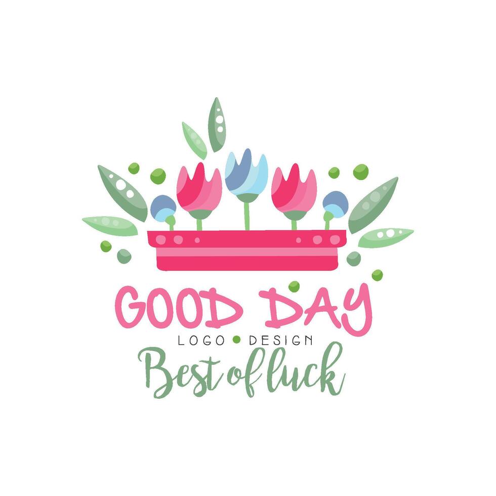 Good Day, Best of Luck logo, design element can be used for print, card, banner, poster, invitation Illustration vector