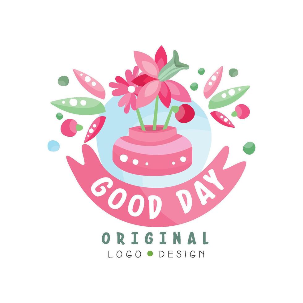 Good Day logo original, design element can be used for print, card, banner, poster, invitation Illustration vector