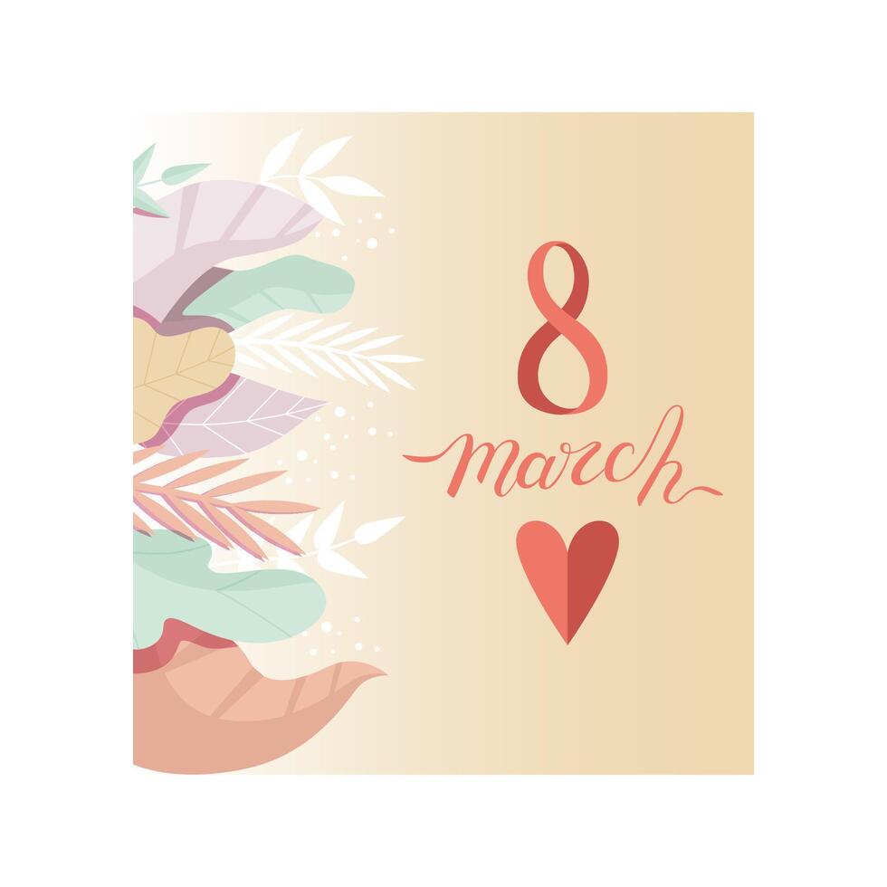 8 March Womens Day, International Womens Day Greeting Card, Party Invitation, Festive Banner, Spring or Summer Design Illustration vector