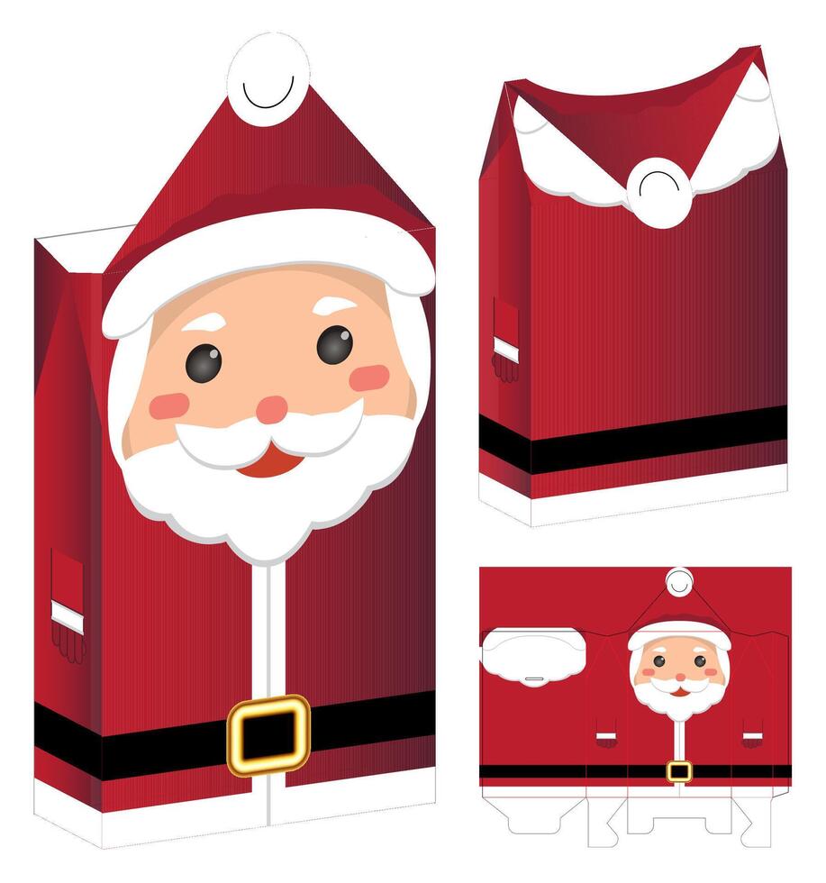 Christmas Box packaging die cut template design. 3d mock-up vector