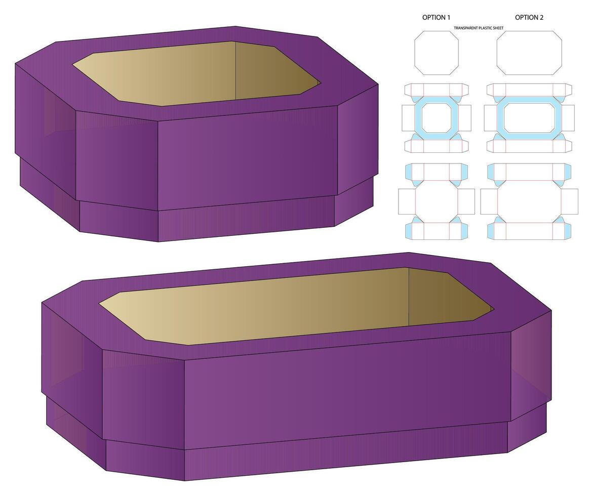 Box packaging die cut template design. 3d mock-up vector
