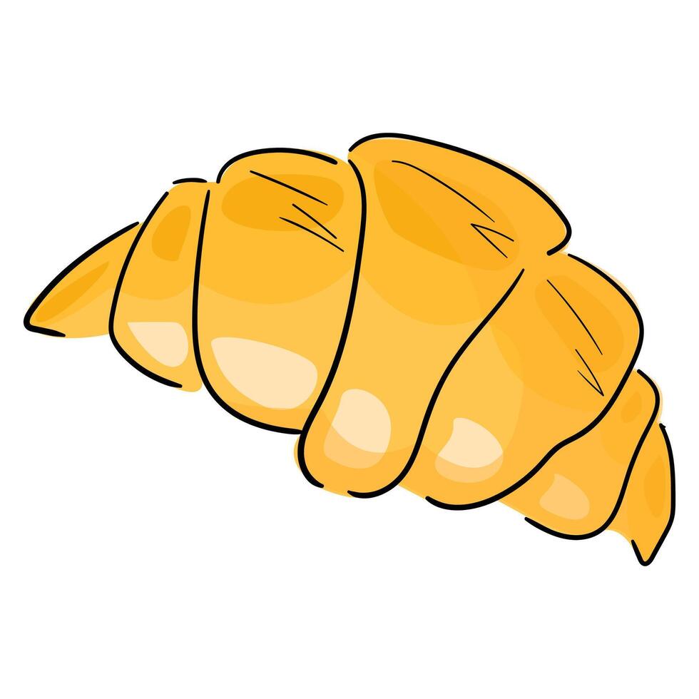 hand drawn croissant, icons. Bakery croissant. isolated on white background for design menu,bistro, restaurant, label and packaging. Trendy illustration. Cartoon style. vector