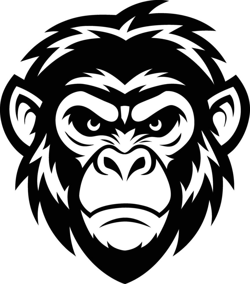 Curious Monkey Head Silhouette Available on EPS File vector