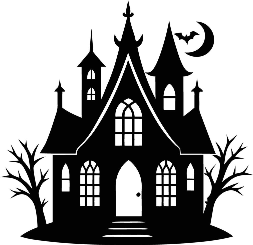 Eerie Gothic House Silhouette Available on EPS File vector