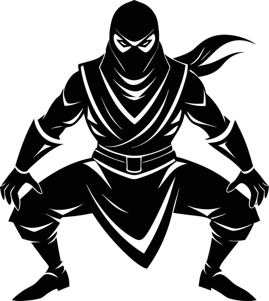 Stealthy Ninja Warrior Silhouette Available on EPS File vector