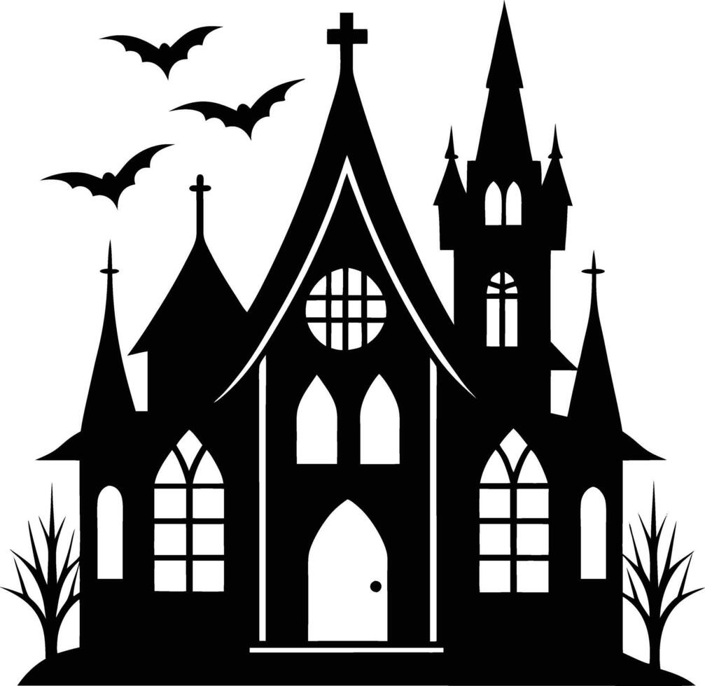 Mysterious Gothic House Silhouette Available on EPS File vector