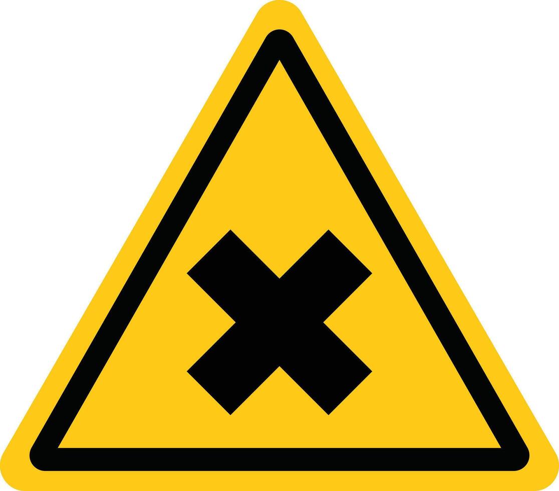 Harmful chemicals warning sign. Yellow irritant hazard symbol. Warning sign irritating substances. flat style. vector