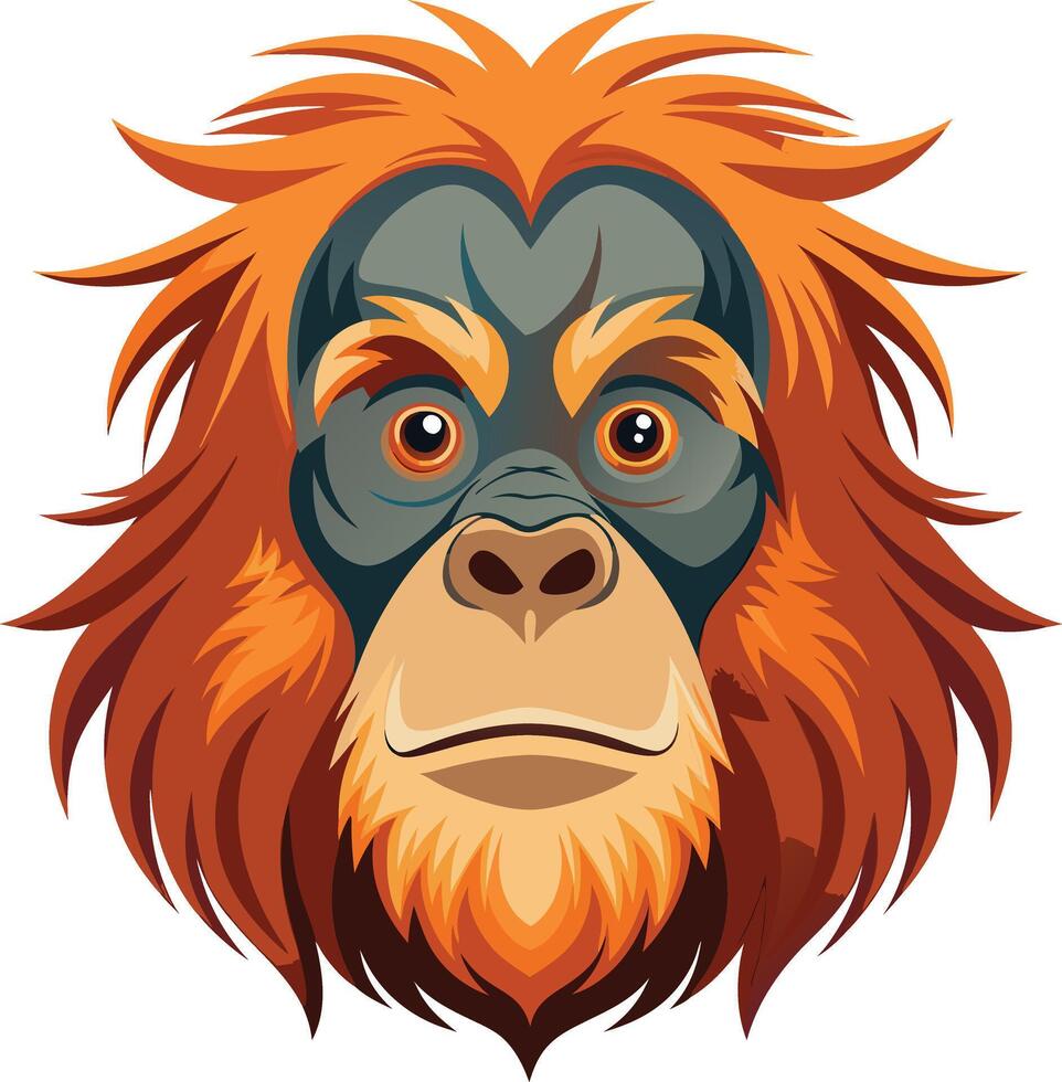Gentle Orangutan Head Available on EPS File vector