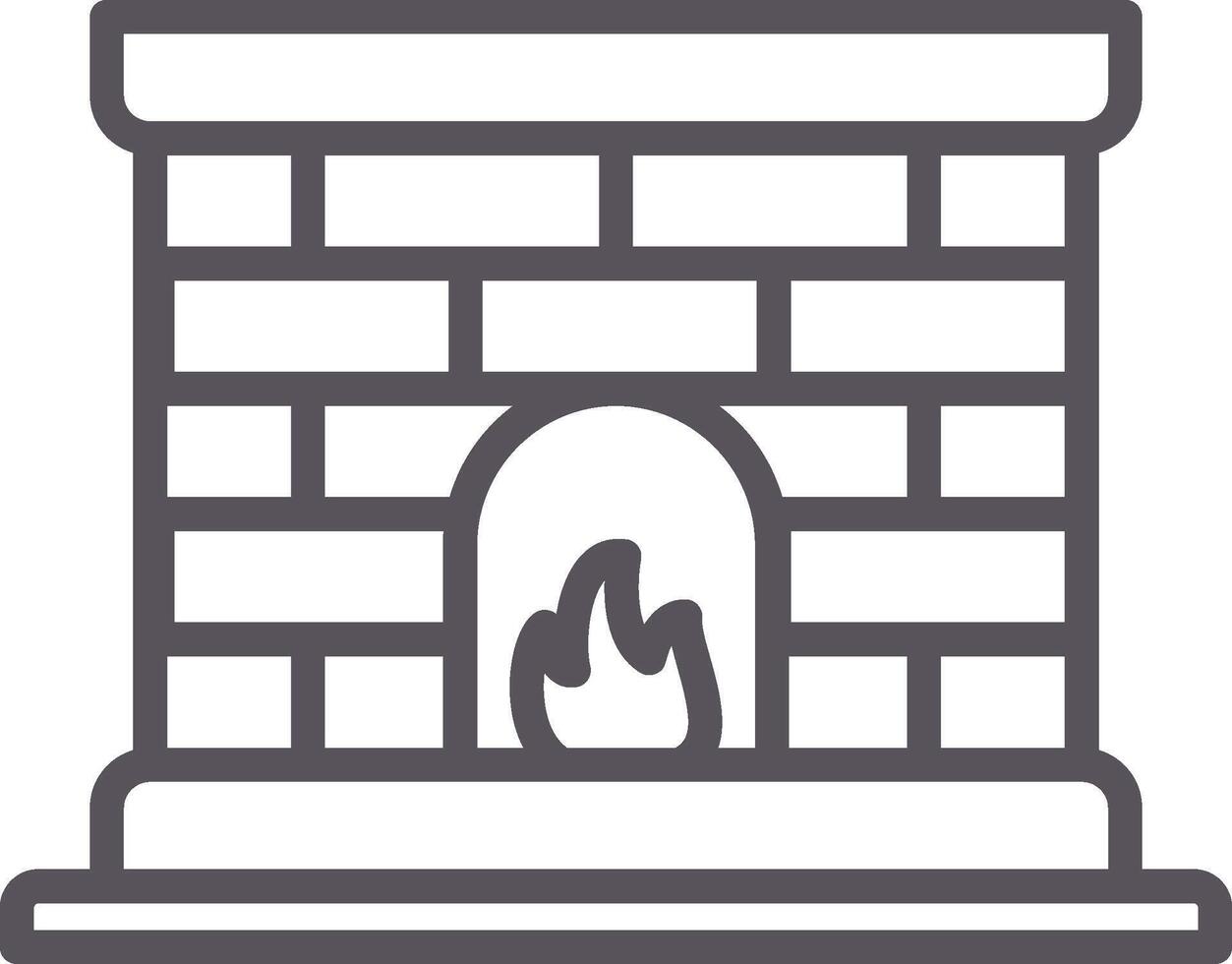 Fireplace Line Two Color Icon vector