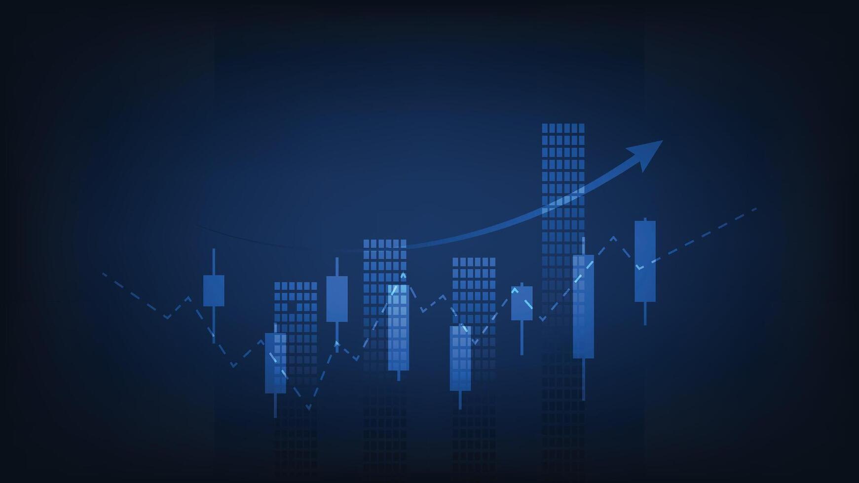 candlesticks and bar chart with arrow up show investment and profit growth vector
