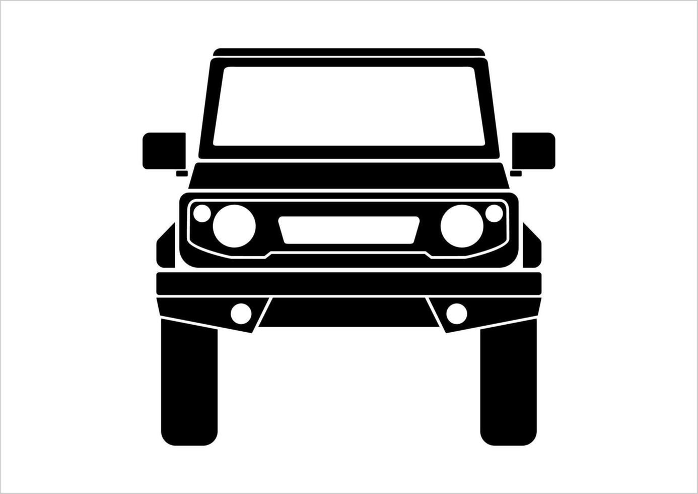 Offroad vehicle front view illustration. Silhouette offroad car. vector