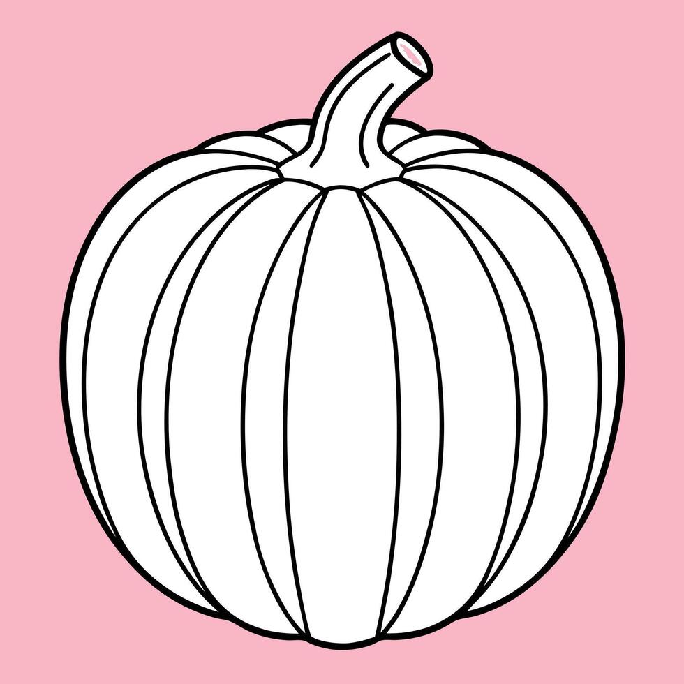 A pumpkin on a pink background with a black outline vector