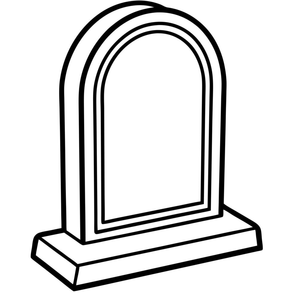 A black and white drawing of a tombstone vector