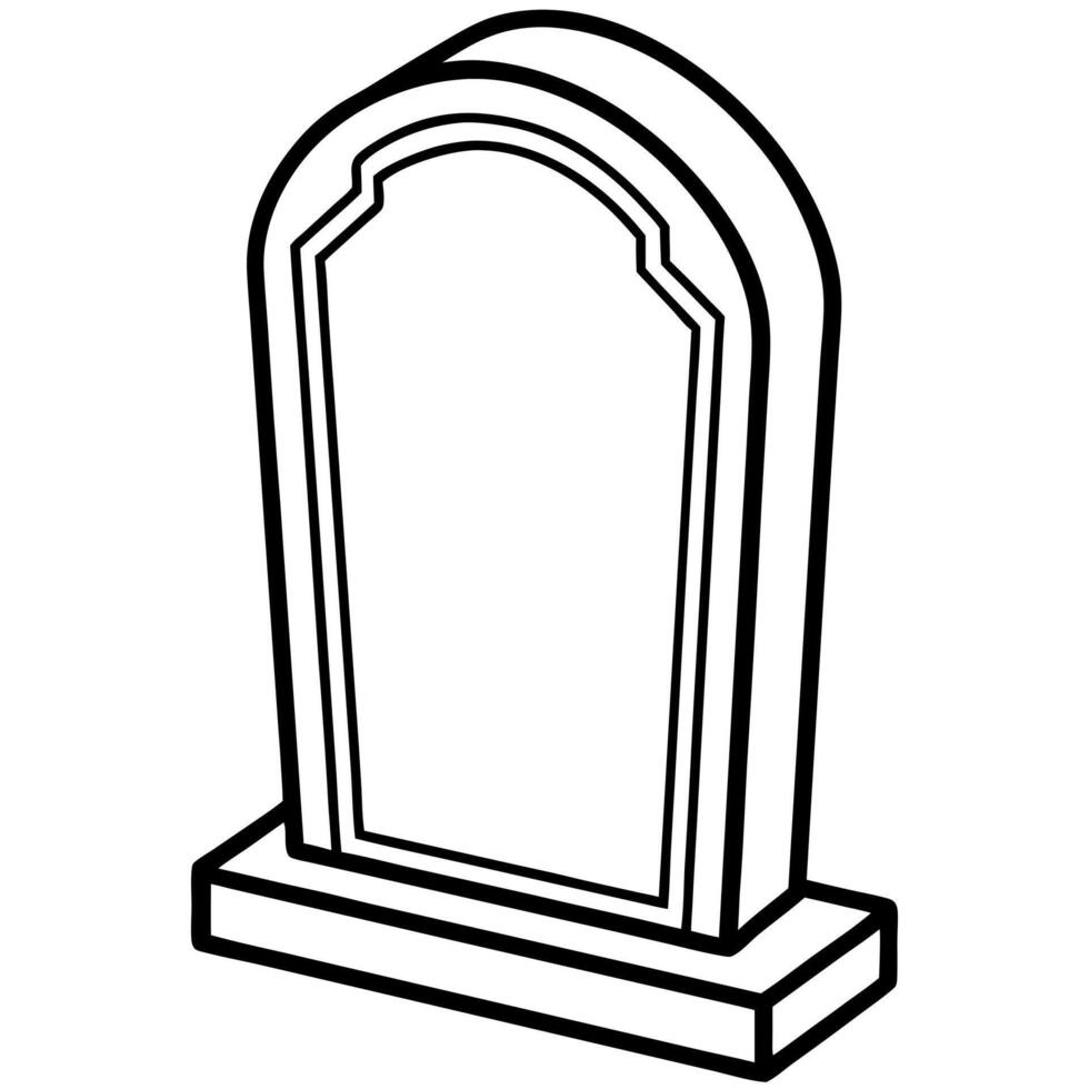 A black and white drawing of a tombstone vector