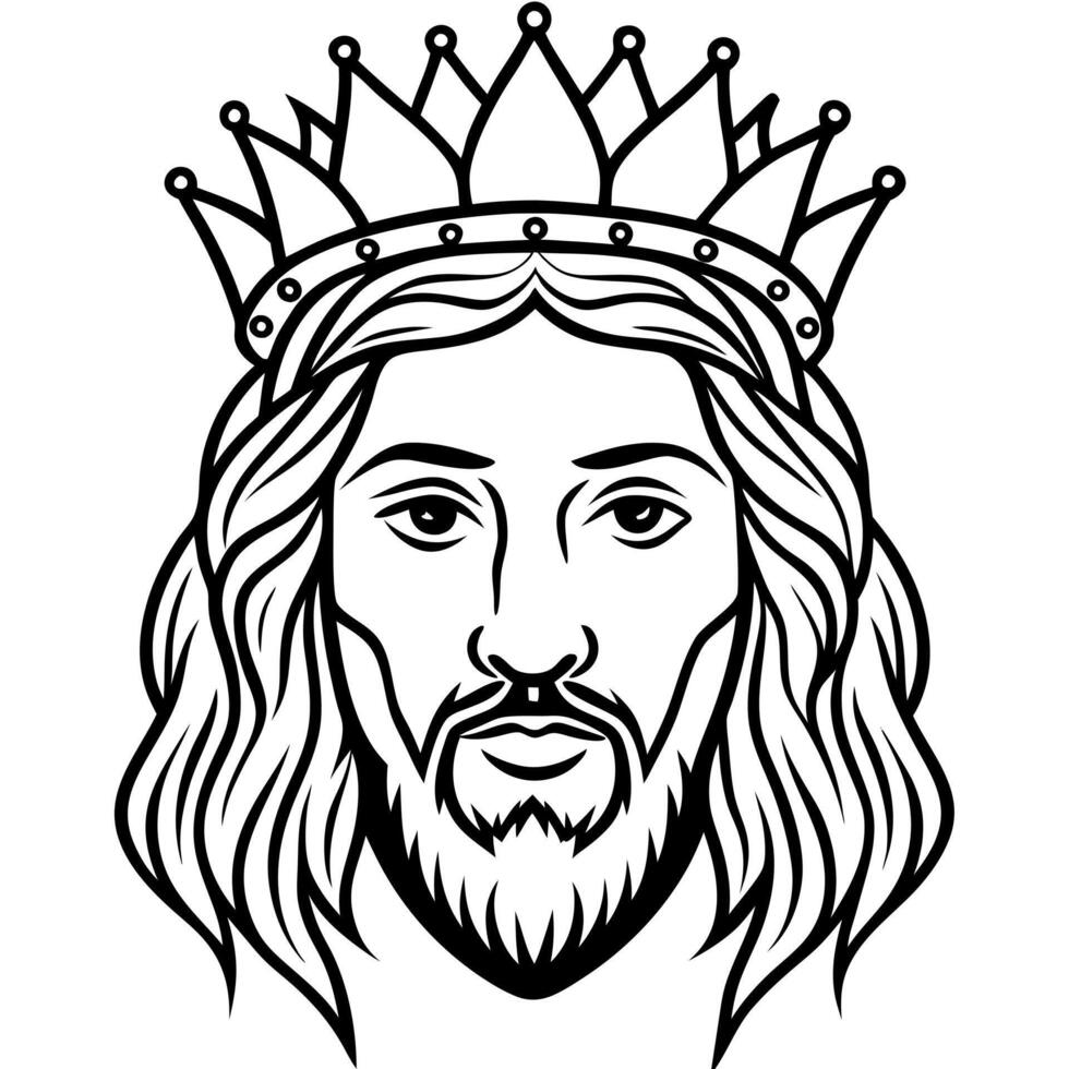 Jesus with crown vector