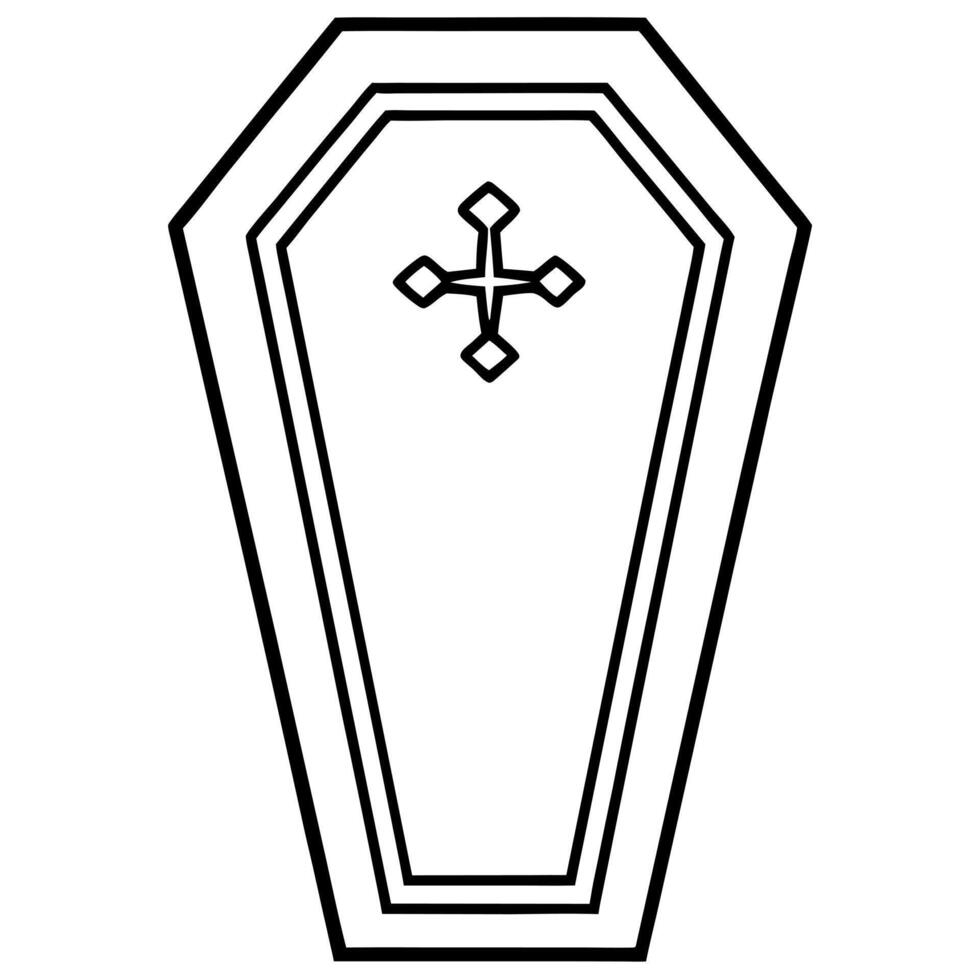 A black and white drawing of a coffin vector