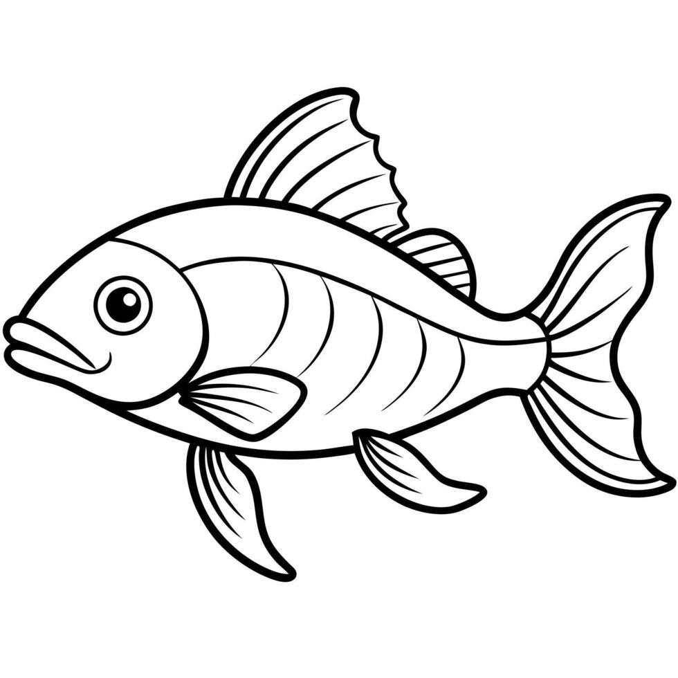 Fish coloring pages for kids vector