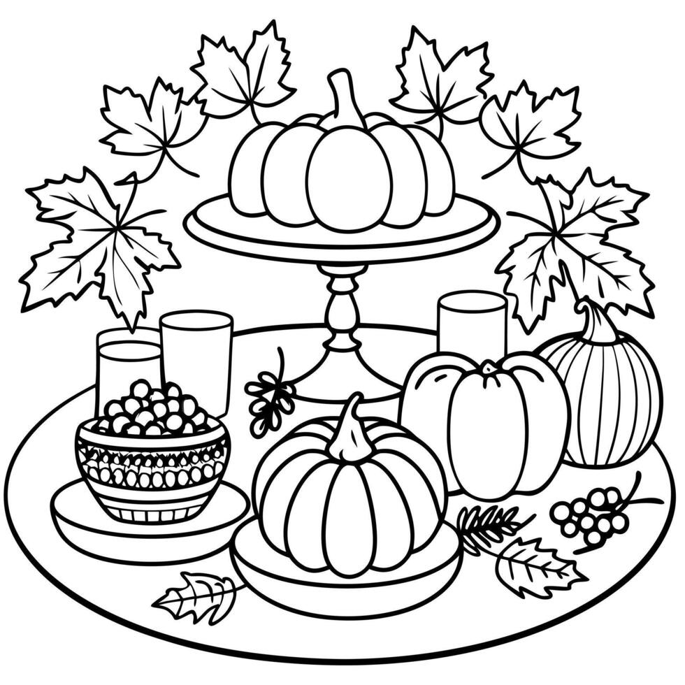 Thanksgiving coloring pages vector