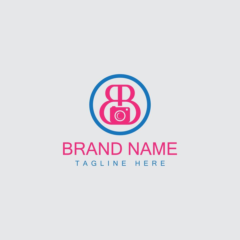 Letter B and camera monogram logo with template vector