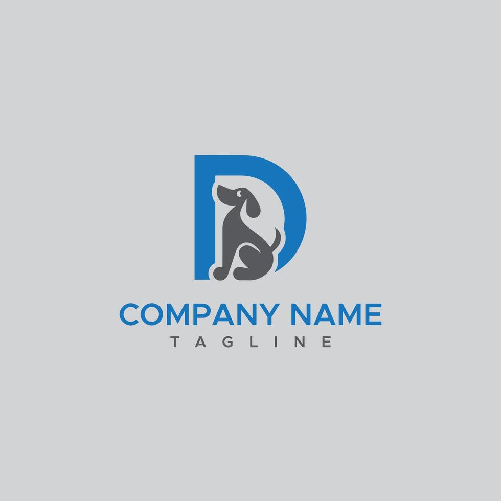 Initial Letter D Dog Logo with Design Template vector