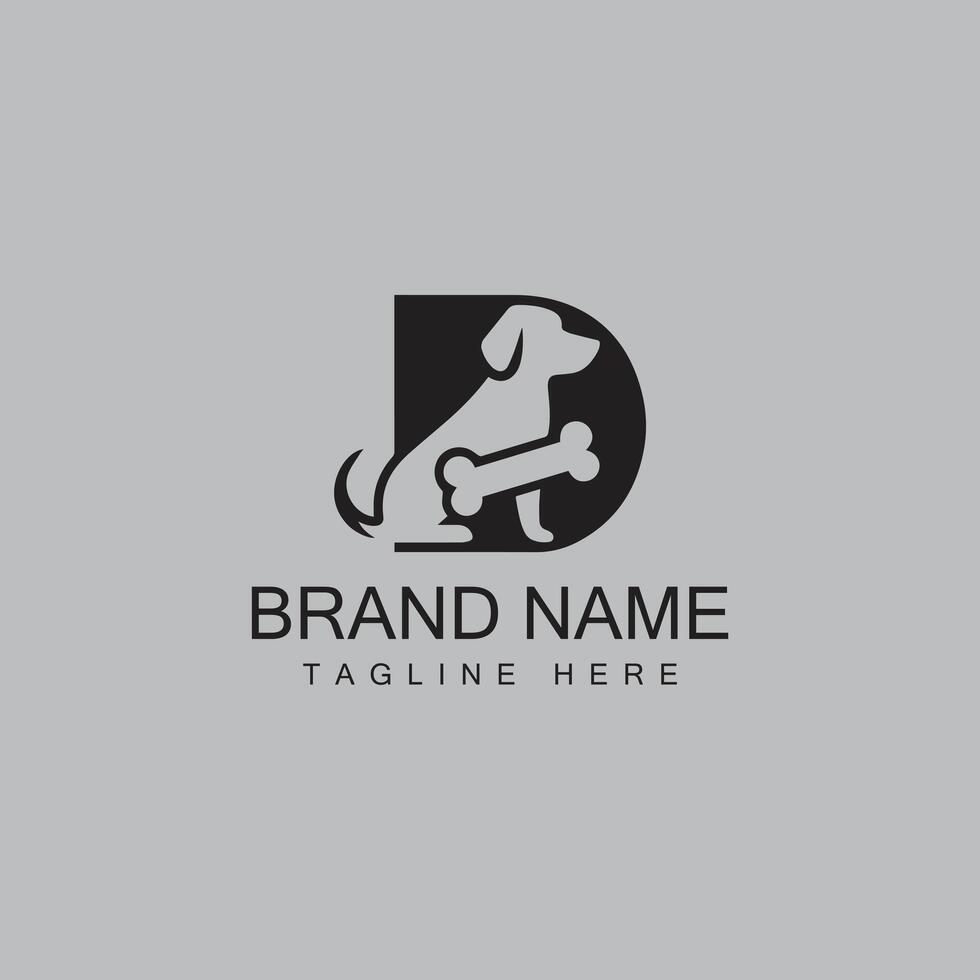 Initial Letter D Dog Logo with Design Template vector