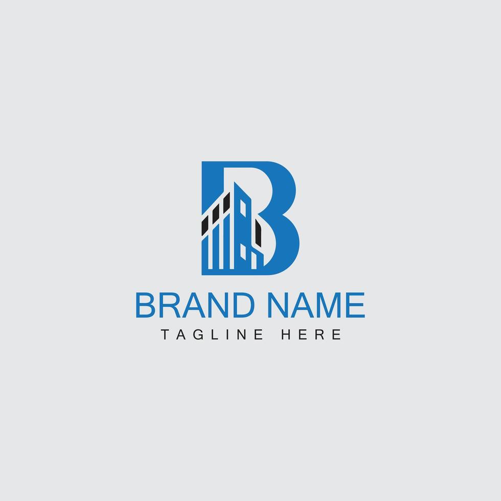 B alphabet building negative space letter logo, Letter B logo formed building symbol. template vector