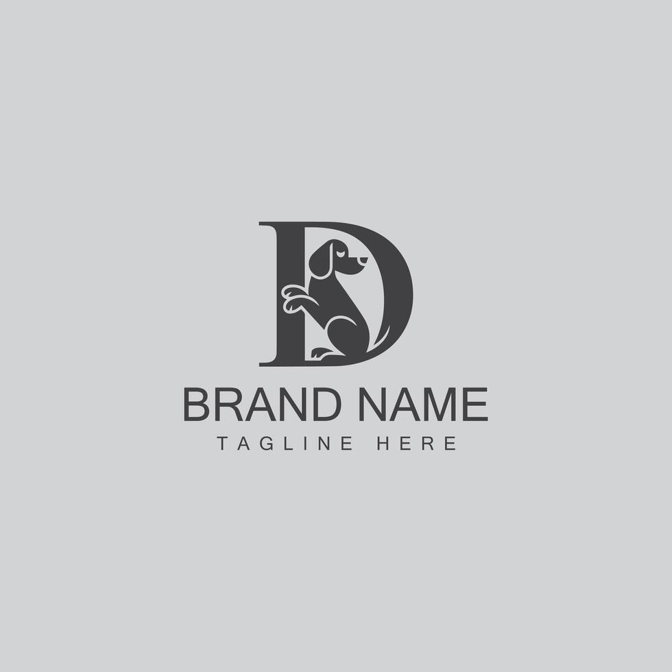 Initial Letter D Dog Logo with Design Template vector