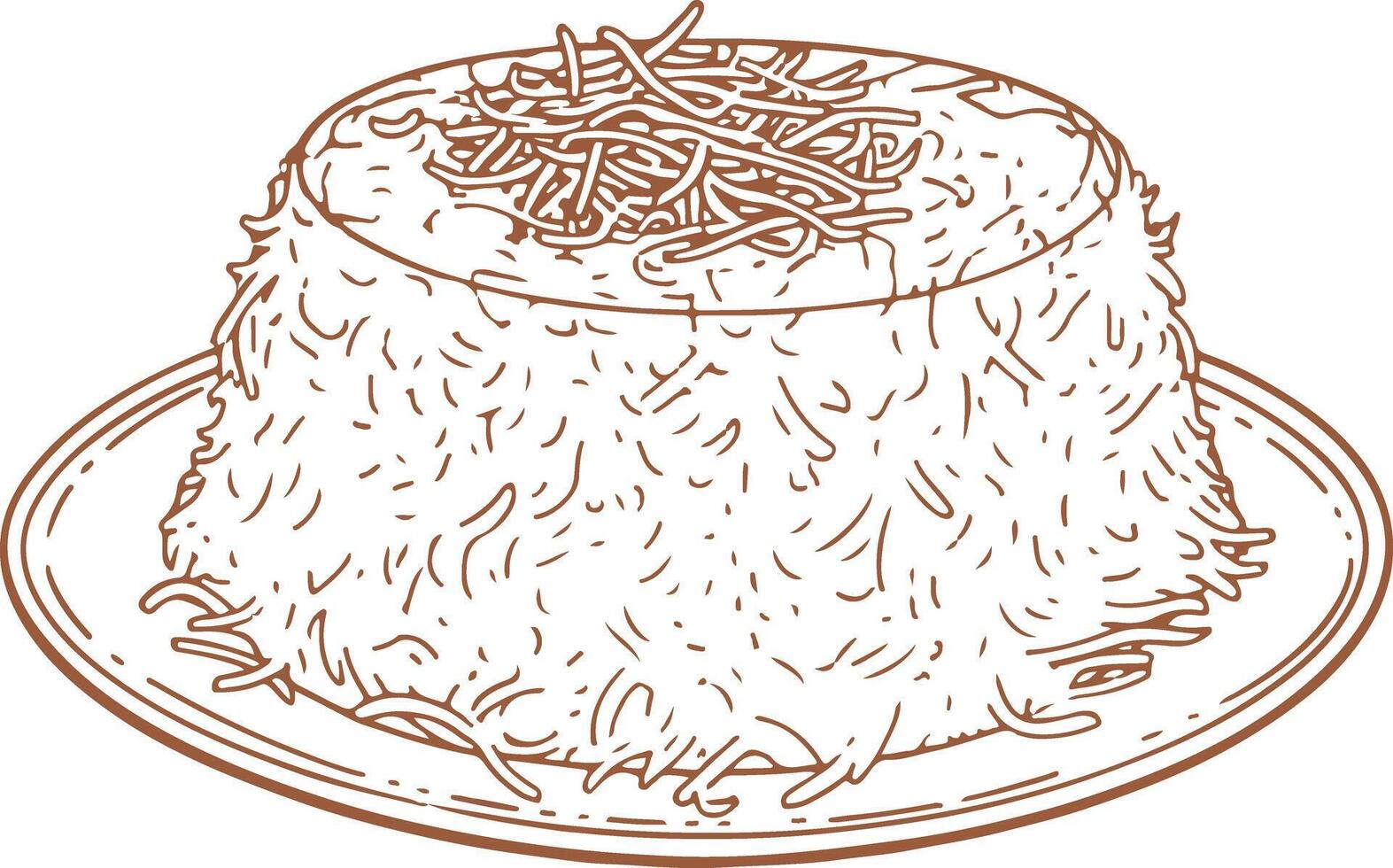 Vintage outline Kunafa dish vector