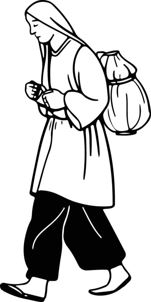A woman walking with a bag in her hand vector
