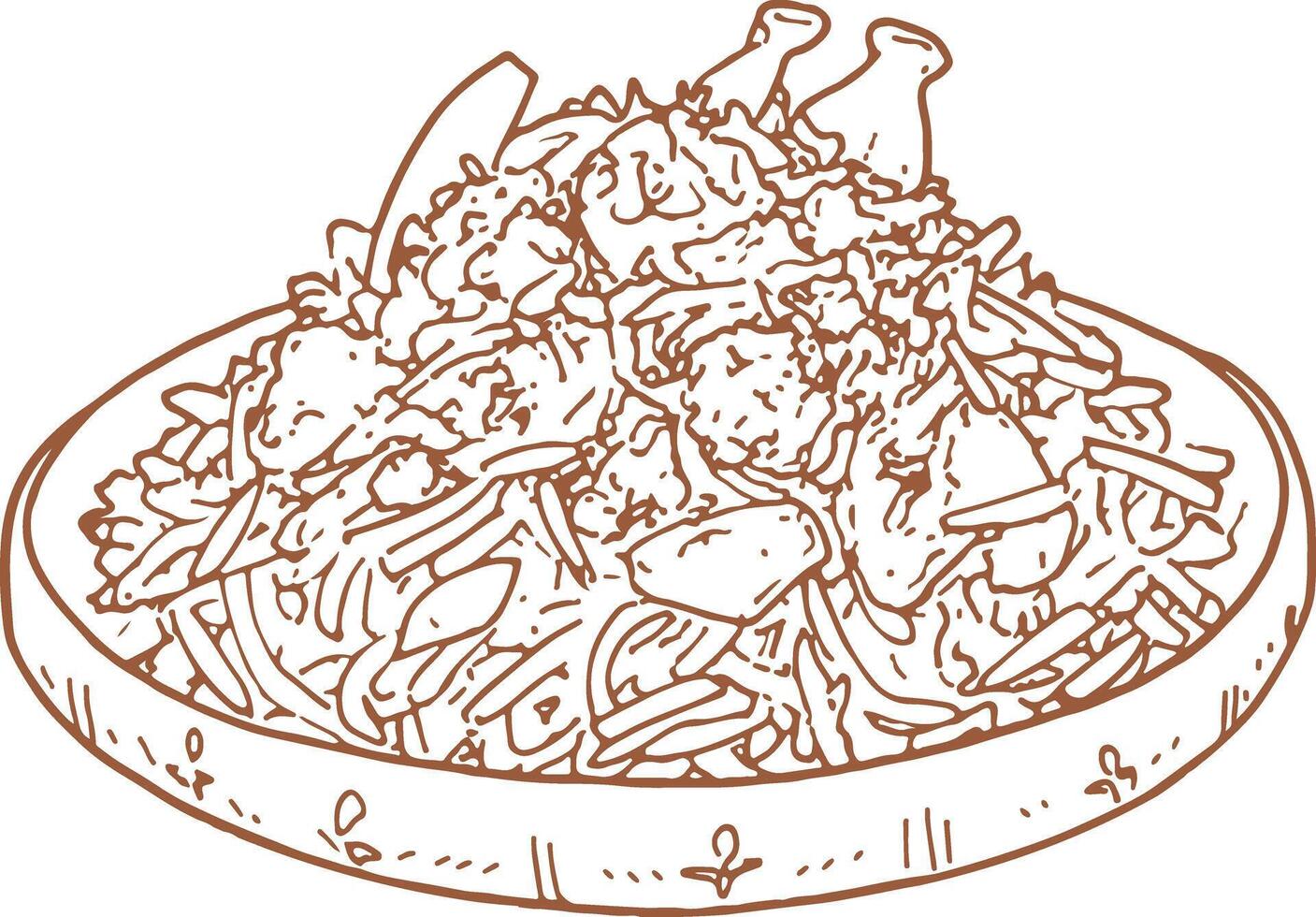 Vintage outline Biryani dish vector