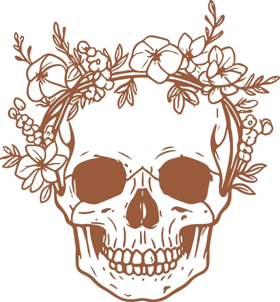 A flower crown on a skull vector