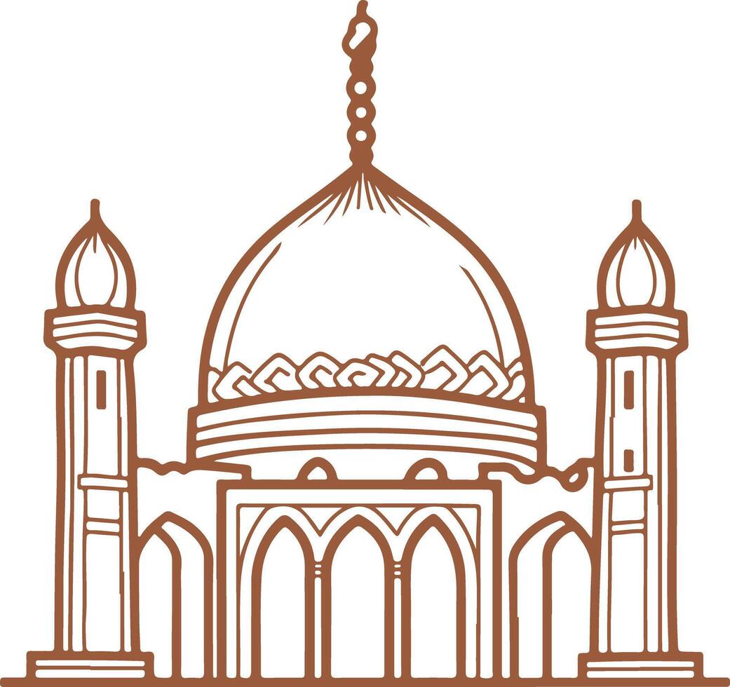 Vintage outline mosque icon image illustration design religon islam vector