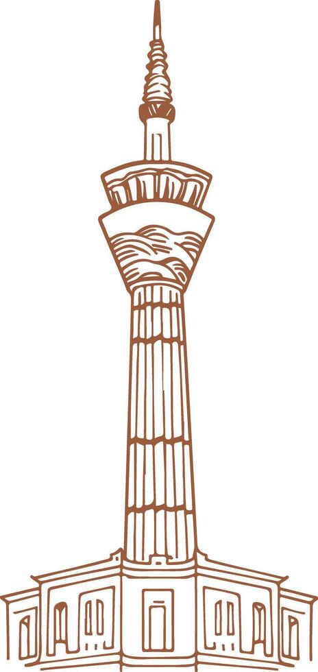 Vintage outline Minar E Pakistan Symbol vector