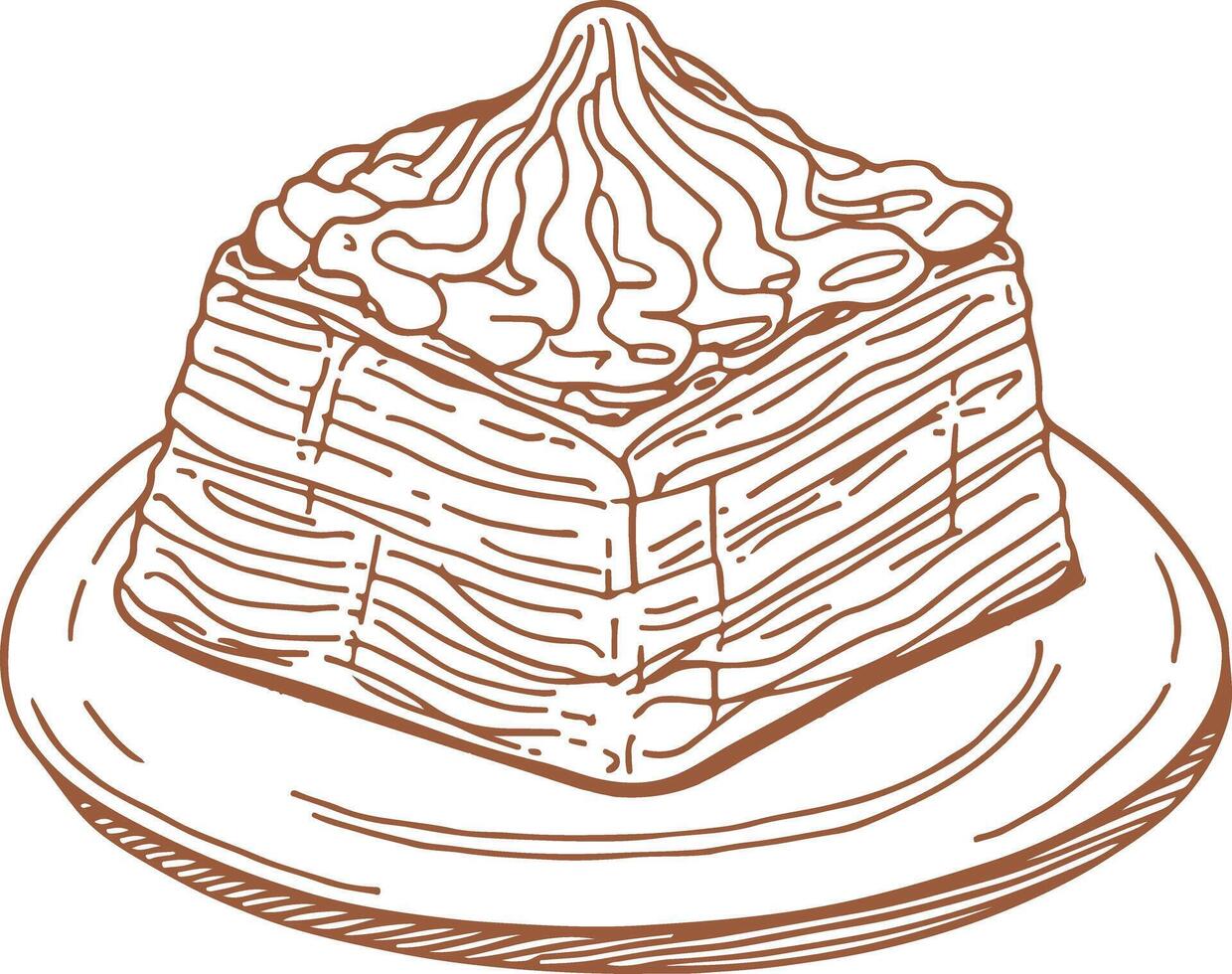 Vintage outline Baklava dish vector