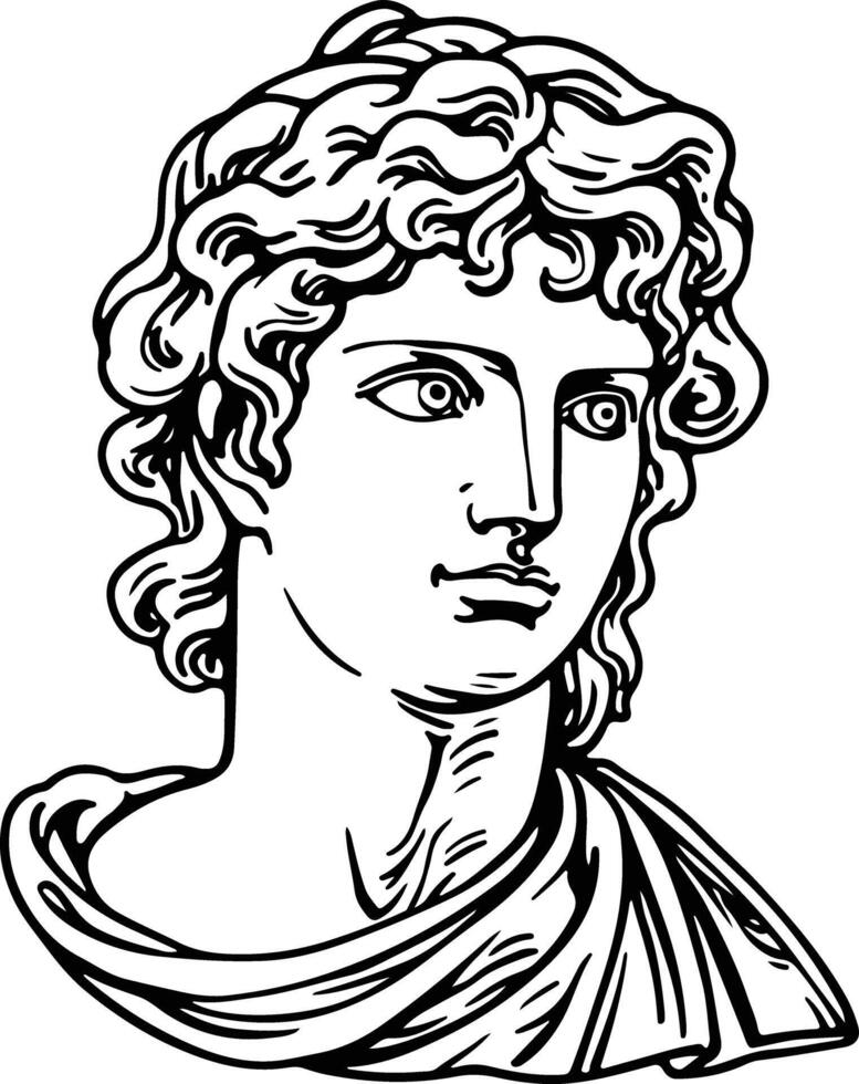 A drawing of a man with curly hair vector