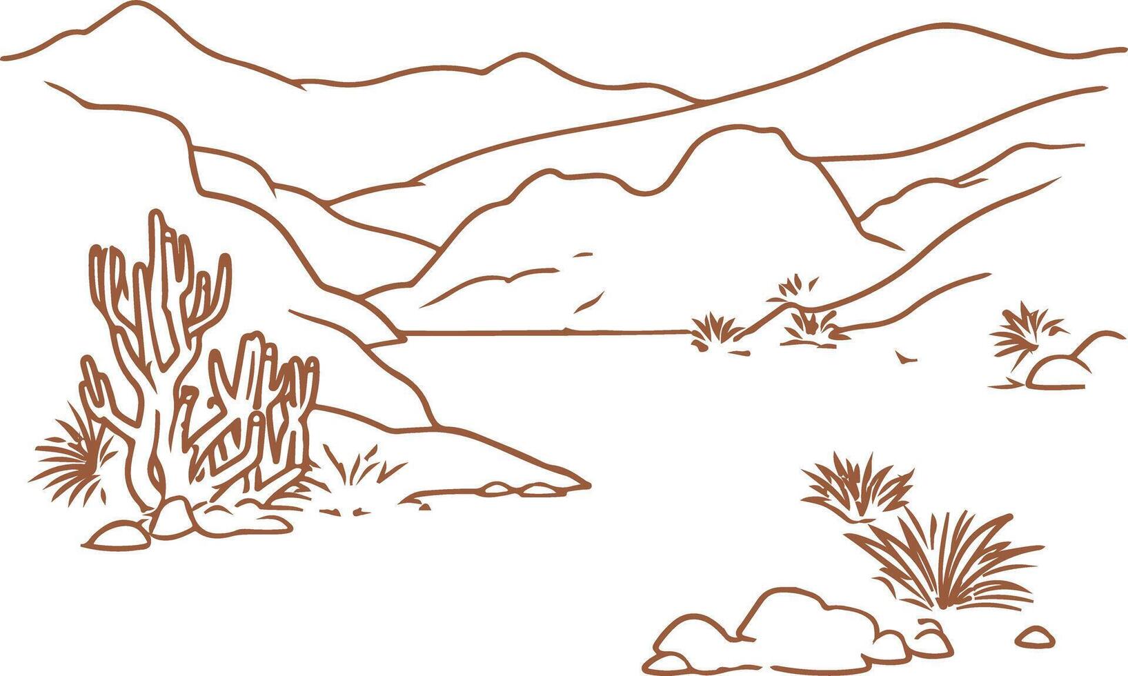 Vintage outline Isra Miraj Desert Scenery vector