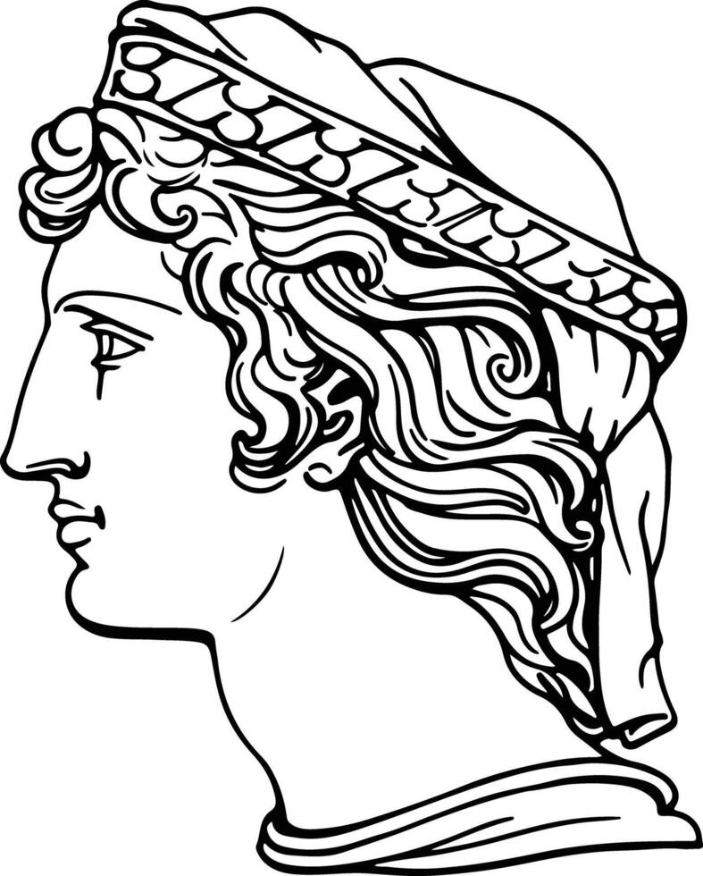 A greek man in a headdress coloring page vector