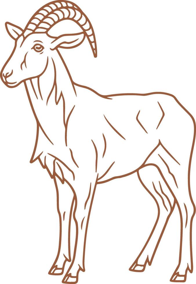 Vintage outline Eid al adha goat icon vector