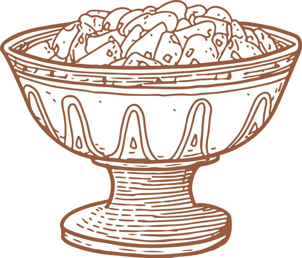 Vintage outline Sheer Khurma dish vector