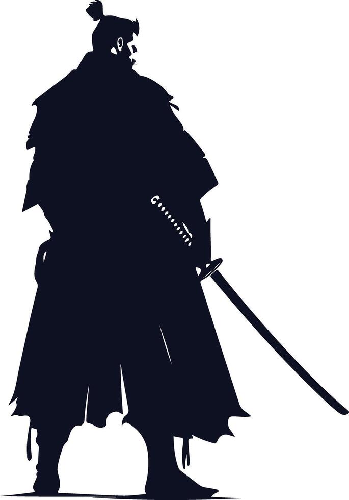 Japanese Samurai Man Silhouette vector