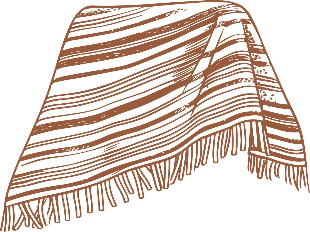 A striped blanket with fringes on it vector