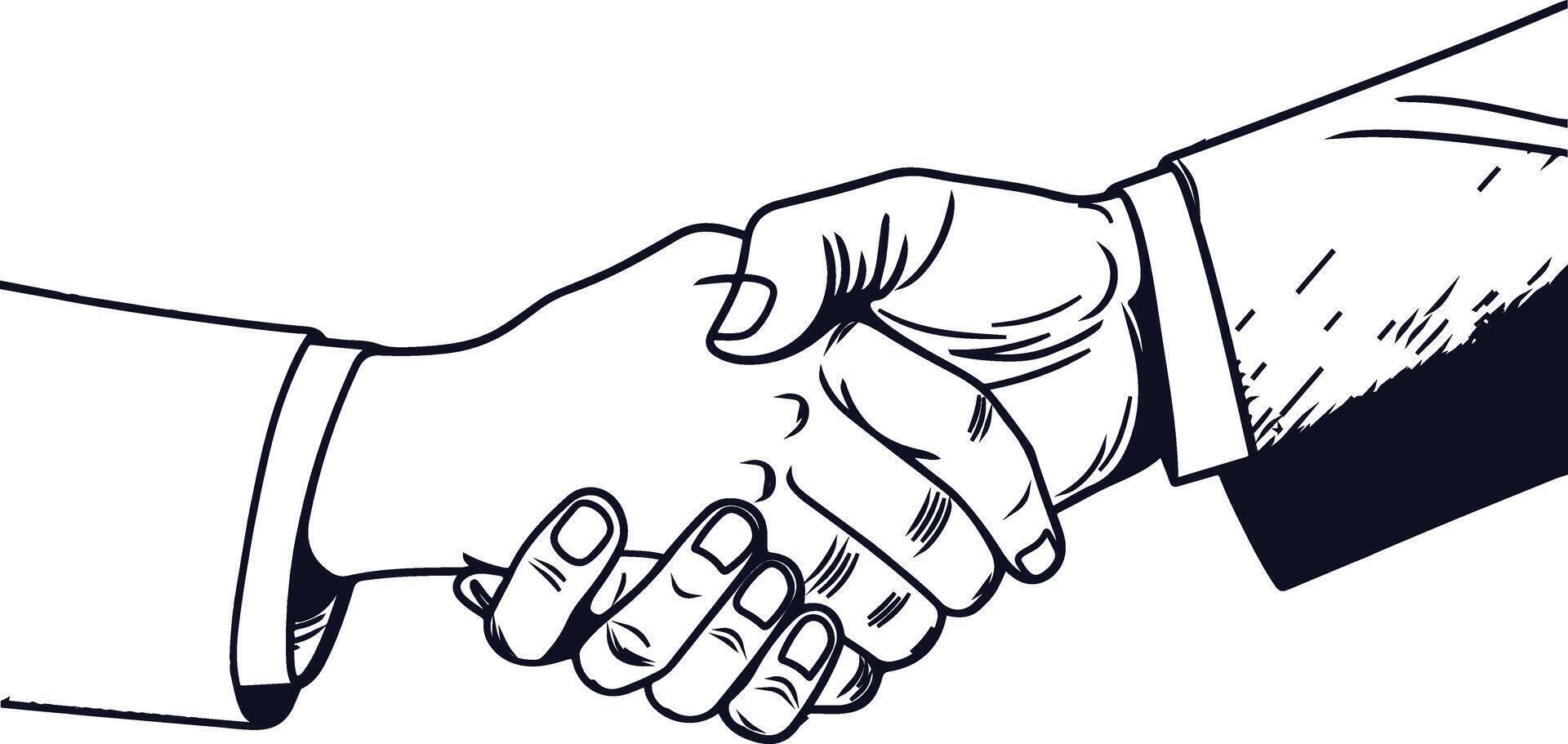 Partnership Handshake outline vector