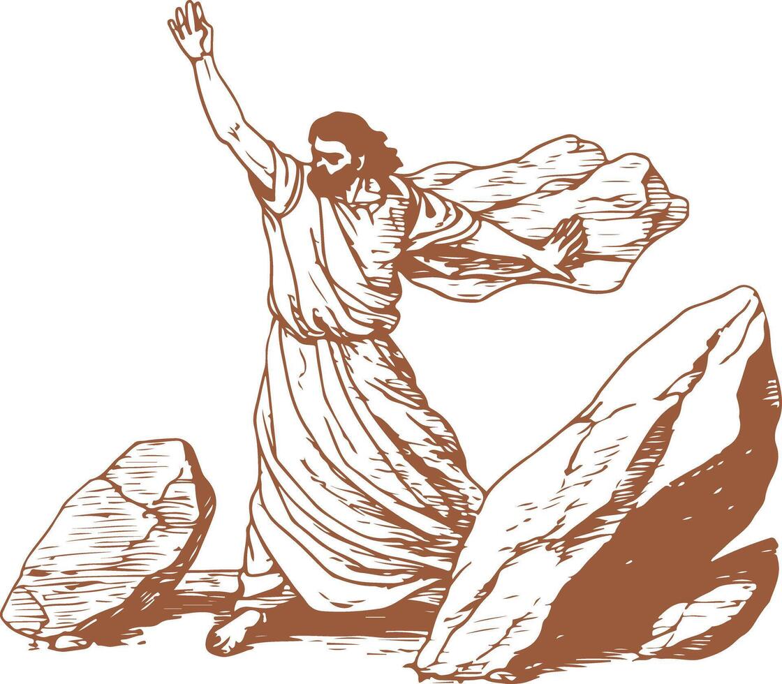 Vintage outline Stoning of the Devil vector