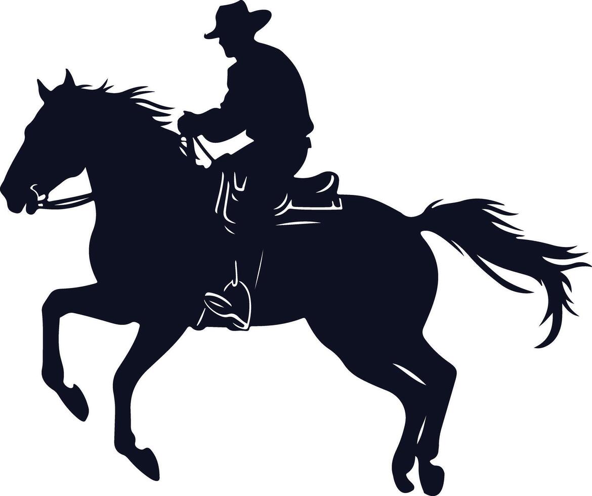 Western Cowboy On Horse Silhouette vector
