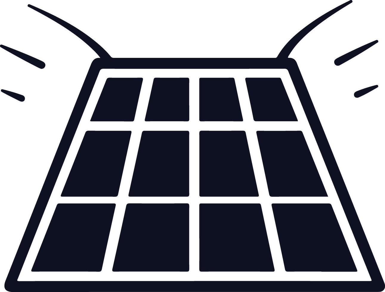 A solar panel icon with rays shining down vector
