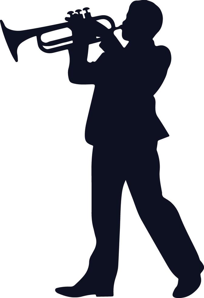 Trumpeter Playing Song Silhouette vector