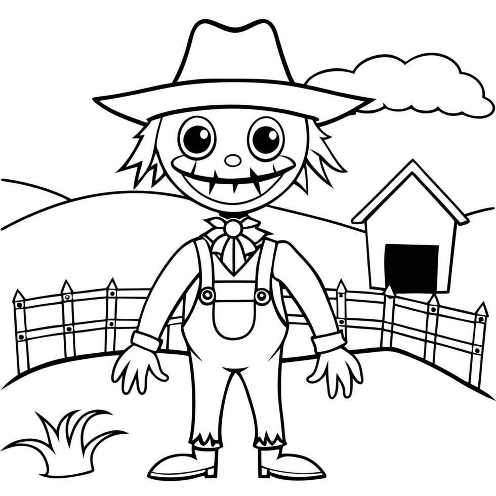 Scarecrow coloring pages vector