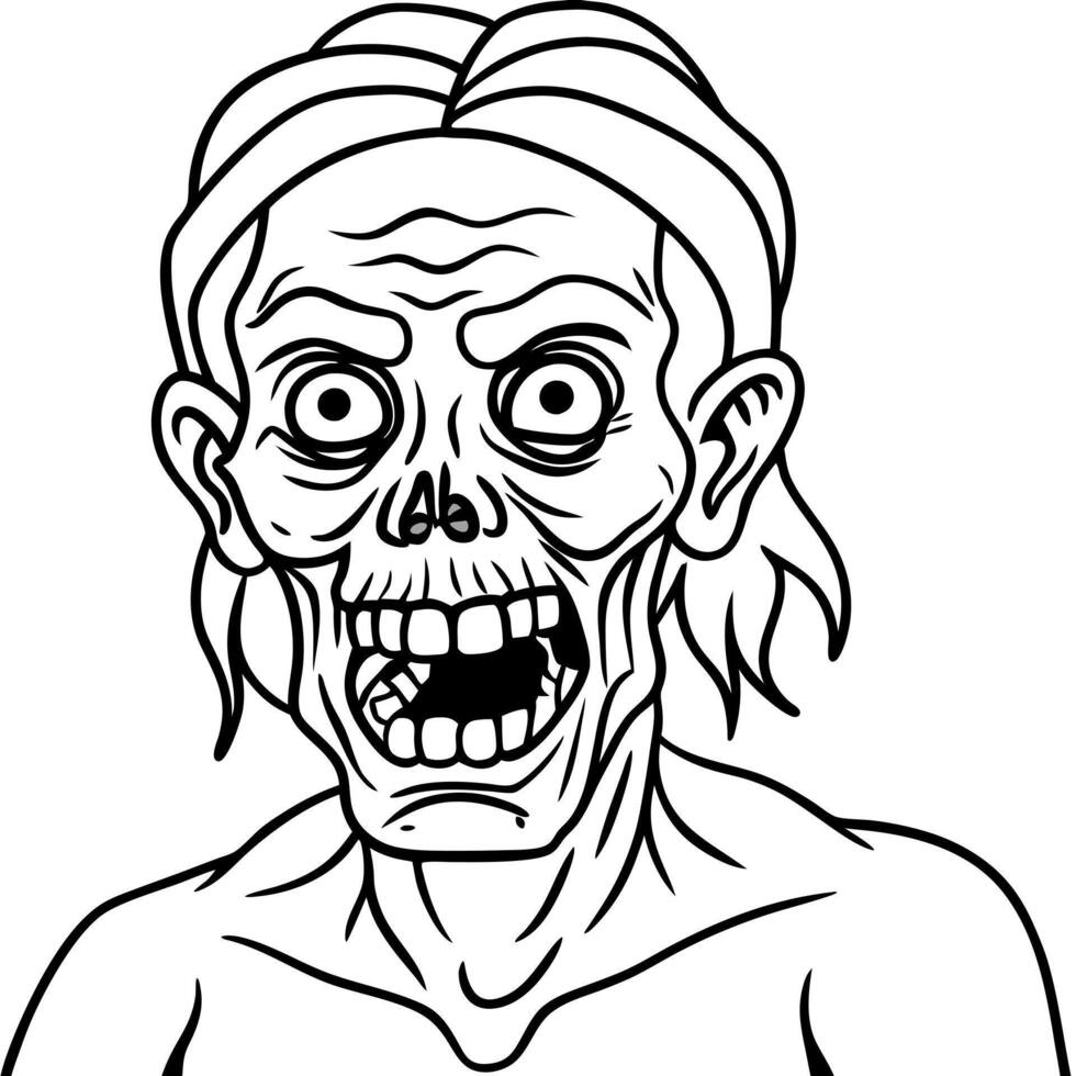Zombie face coloring pages vector