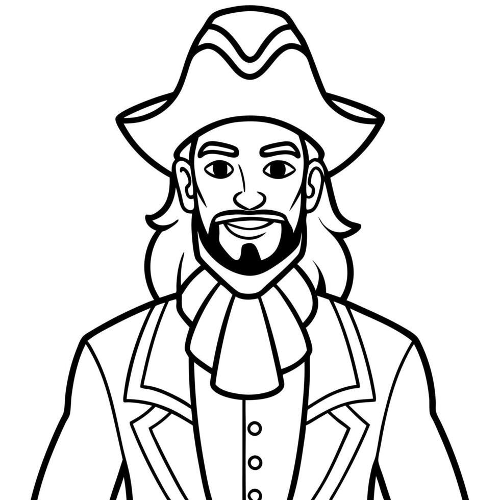 Coloring page pirate man vector