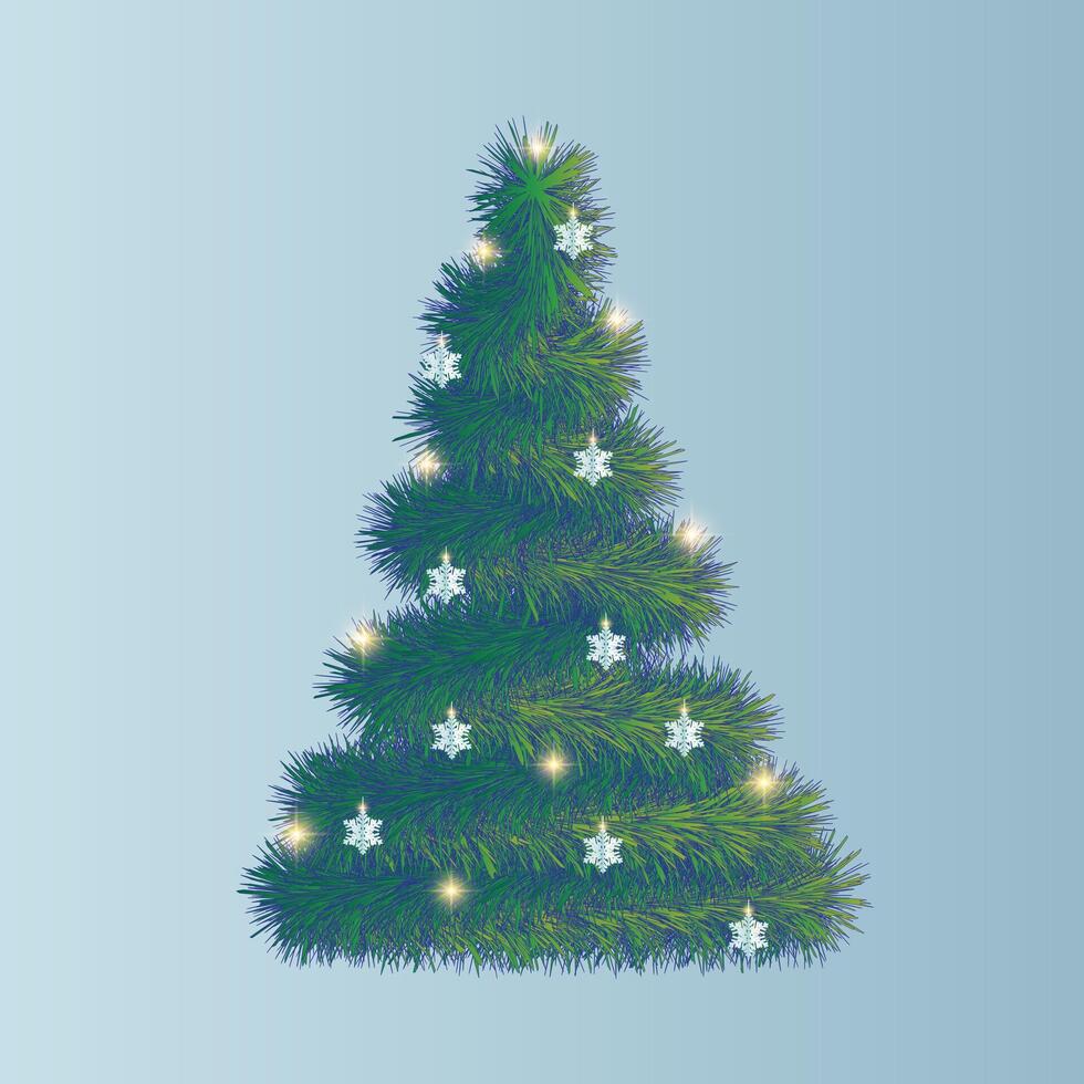 Christmas Tree with Shining Snowflake vector